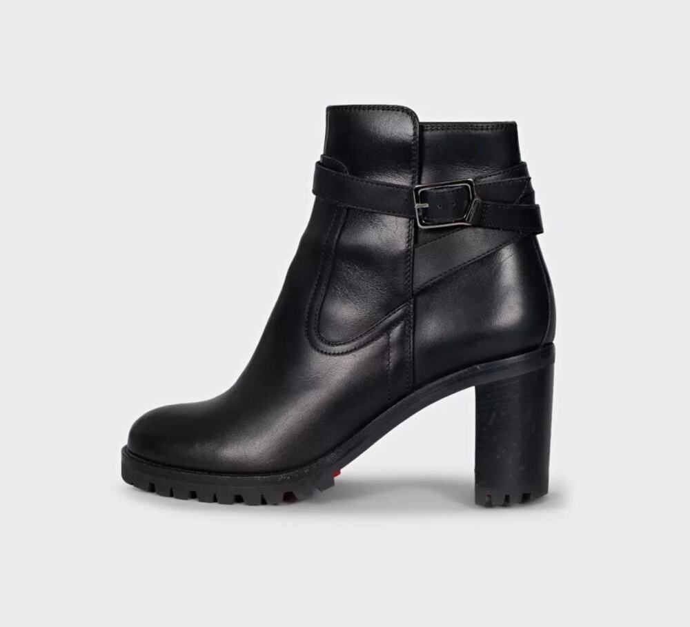 CHRISTIAN LOUBOUTIN Black Leather Ankle Boots EU 36.5
